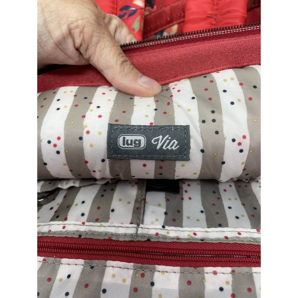 Lug Via Convertible Tote Backpack Travel Bouquet Red Pockets Trolley Sleeve RFID - Picture 10 of 14